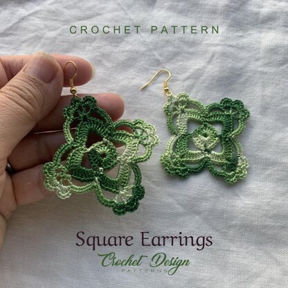 Crochet Square Earrings boho style- crochet pdf pattern - Crochet earrings pattern - Crochet jewelry - Crochet earrings - Granny Square
