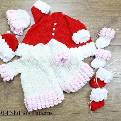 200- Pom Pom Edge Baby Matinee Set Knitting Pattern #200