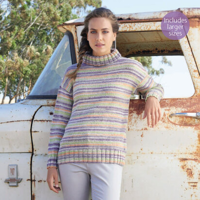 Cowl Neck Sweater in Sirdar Crofter DK - 8007 - Downloadable PDF