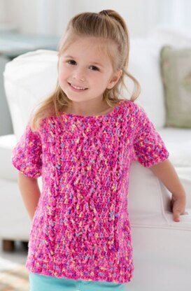 Girl's Crochet Cable Sweater in Red Heart Gumdrop - LW3985