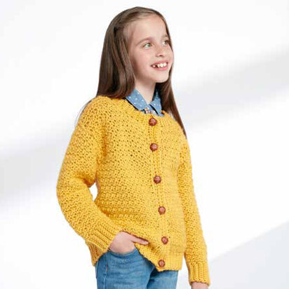 Child’s Crochet Crew Neck Cardigan in Caron Simply Soft - Downloadable PDF