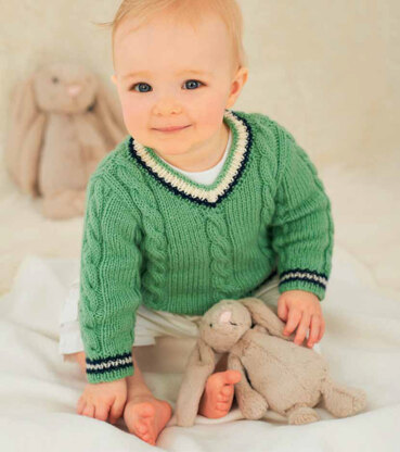 Cabled V Neck Sweater and Tank Top in Rico Baby Classic DK - 086