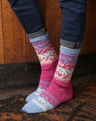 Noel Socks & Wristwarmers - Knitting Pattern For Women in MillaMia Naturally Soft Sock by MillaMia