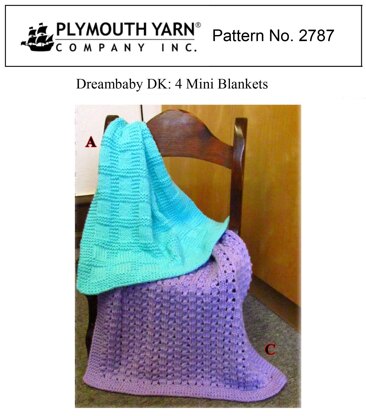 4 Mini Blankets in Plymouth Yarn Dreambaby DK - 2787 - Downloadable PDF