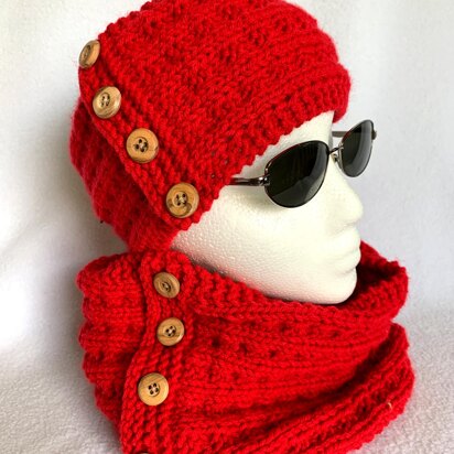 “Button It” Headband & Matching Cowl Neck Warmer