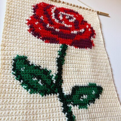 Red Rose Tapestry Crochet Pattern