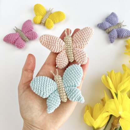 Crochet butterfly keychain pattern Amigurumi keyring bag charm Car mirror hanging decor