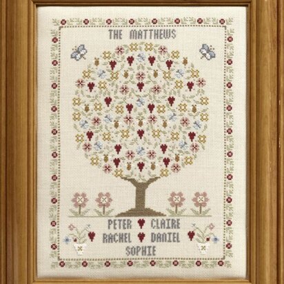 Historical Sampler Company Butterfly & Bee Family Tree - Downloadable PDF