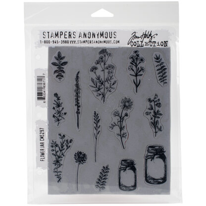 Stampers Anonymous Tim Holtz Cling Stamps 7"X8.5" - Flower Jar