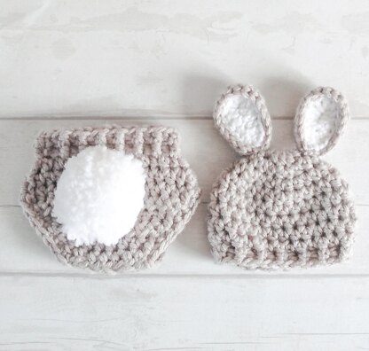 Easter Bunny Hat and Diaper/Nappy Cover Set