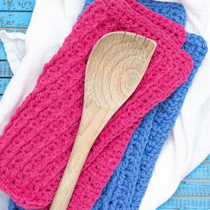 Berry Cabled Dishcloth