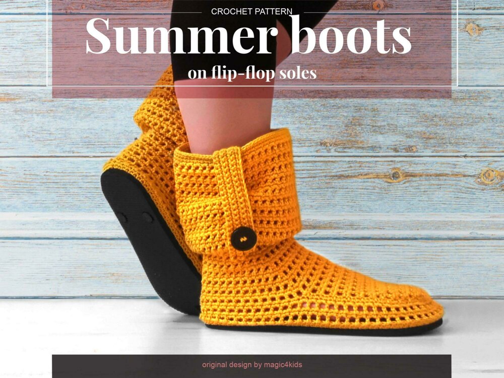 Summer boots on flip flop soles Crochet pattern by magic4kids