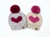 Heart Winter Pompom Hat Toque Child Women Chunky Wool