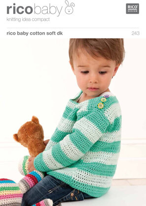 Striped Jumper with Flowers in Rico Baby Cotton Soft DK - 243