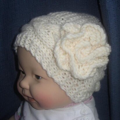 Cable Hat with Flower