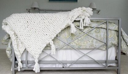 Thick, Cozy, Bulky Knit Blanket Knitting pattern by Nourish and Nestle