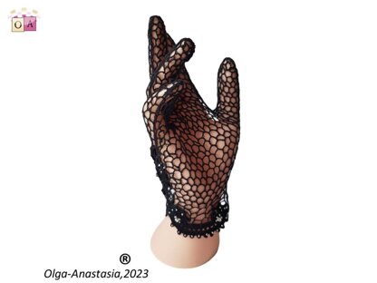 Black lace finger gloves