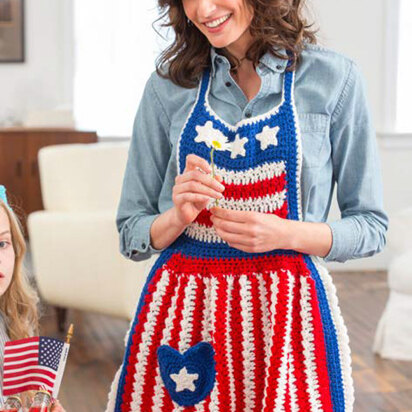 Betsy Ross Patriotic Apron in Red Heart Super Saver Economy Solids - LW4747 - Downloadable PDF