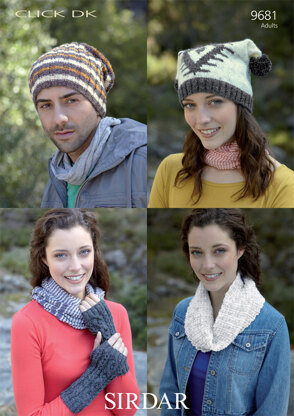 Hats, Snood and Wrist Warmers in Sirdar Click DK - 9681 - Downloadable PDF