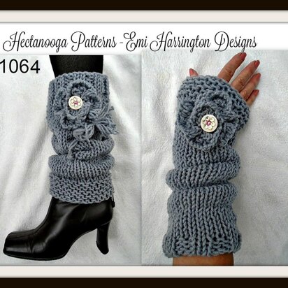 1064- GREY Legwarmers & Texting Gloves