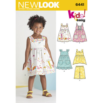 New Look Toddlers' Easy Dresses, Top and Cropped Pants 6441 - Paper Pattern, Size A (1/2-1-2-3-4)