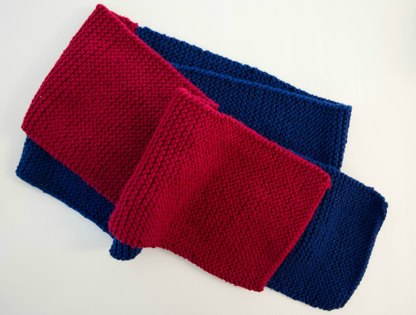 Stormy Blue and Red Chunky Scarf