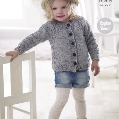 Raglan Sweater and Cardigan in King Cole Big Value Aran - 4920 - Downloadable PDF