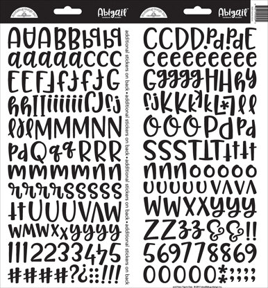 Doodlebug Abigail Font Alpha Cardstock Stickers 6"X13" 2/Pkg - Beetle Black