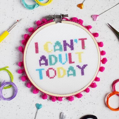 The Make Arcade Midi Cross Stitch - I Can't Adult Today - 4in