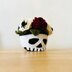 Skull with flowers, crochet skull pattern, amigurumi skull, pot with flowers pattern