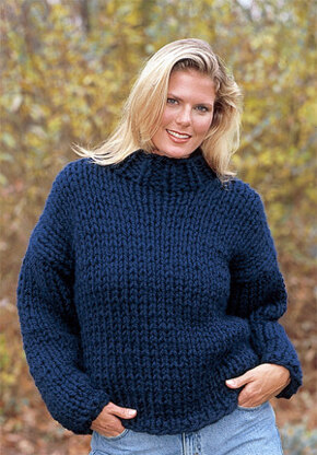 Knitted Double-Strand Turtleneck in Lion Brand Wool-Ease Thick & Quick - 928