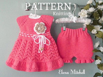 Knitting PATTERN Knitted Diaper Cover Baptism Baby Dress