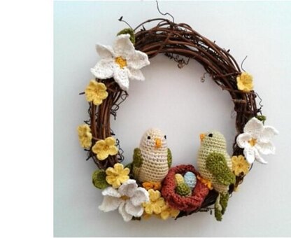 Easter Wreath Bird Family