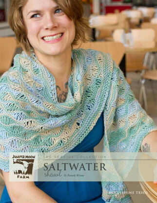 Saltwater Shawl in Juniper Moon Moonshine Trios - Downloadable PDF