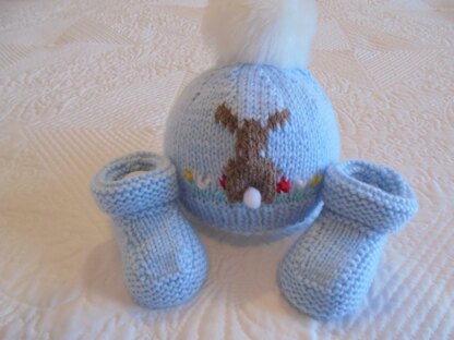 Baby Rabbit Hat And Booties