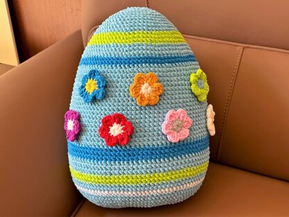 Easter Colorful Egg Pillow Stripes Flowers No Sew