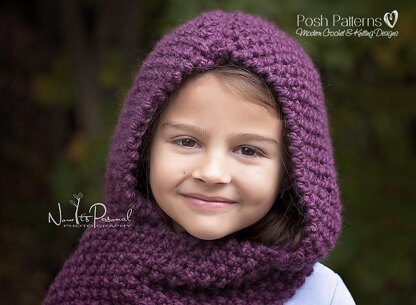 Easy Knit Hooded Scarf Cowl Knitting Pattern 128