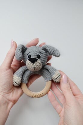 Dog crochet baby rattle