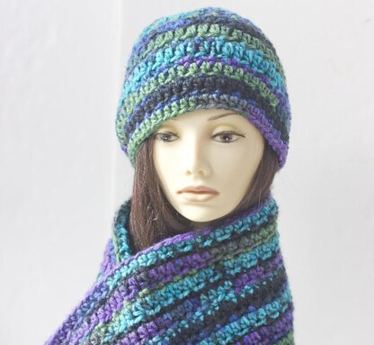 Textured Slouchy Hat and Circle Scarf