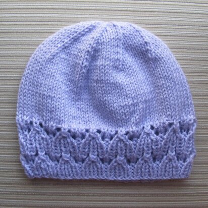 Lilac Hat with a Lacy Border for a Lady