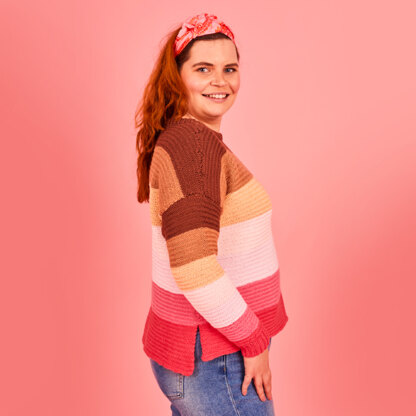 Ombre Herringbone Jumper - Free Jumper Knitting Pattern For Women in Paintbox Yarns Cotton Aran by Paintbox Yarns