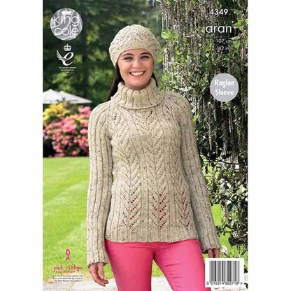 Sweater, Tunics and Hats Knitted in King Cole Fashion Aran - P4349 - Leaflet