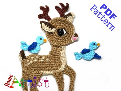 Deer crochet applique pattern