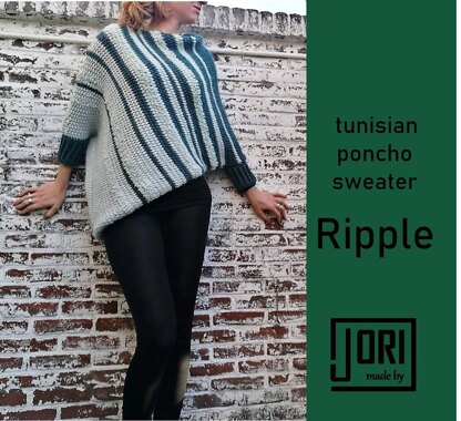 Tunisian poncho sweater Ripple