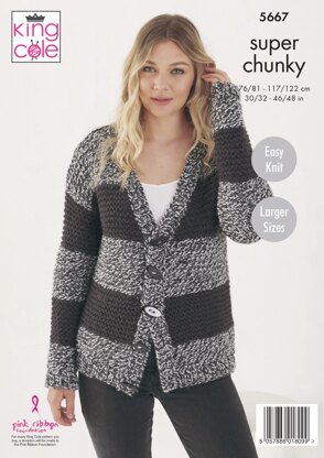 Sweater and Cardigan Knitted in King Cole Timeless Super Chunky and Timeless Classic Super Chunky - 5667 - Downloadable PDF