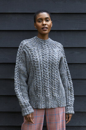 Ladies Cable Knit Sweater Knitting Pattern, Chunky Jumper, Chunky