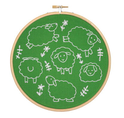 Hawthorn Handmade Leaping Lambs Printed Embroidery Kit