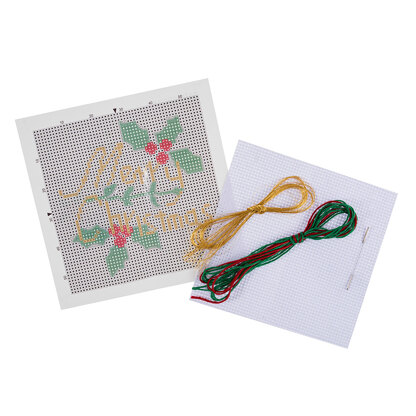 Trimits Mini Counted Cross Stitch Kit: Merry Christmas Cross Stitch Kit - 13 x 13cm