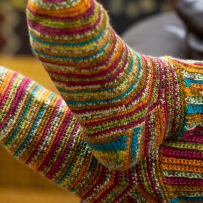 Colorful Crochet Socks in Red Heart Heart & Sole - WR1783