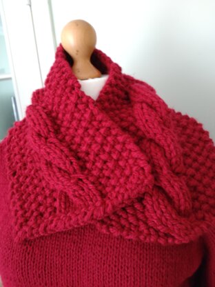 Red cable knit scarf